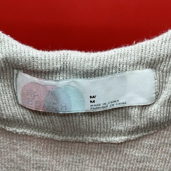 Free People Beach Be Happy Pinafore Size Medium Beige Sleeveless Midi Dress FLAW - Picture 8 of 16